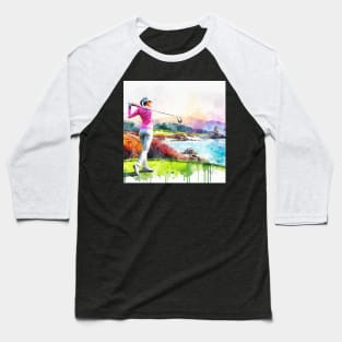 Artistic illustration of a woman golfer Baseball T-Shirt